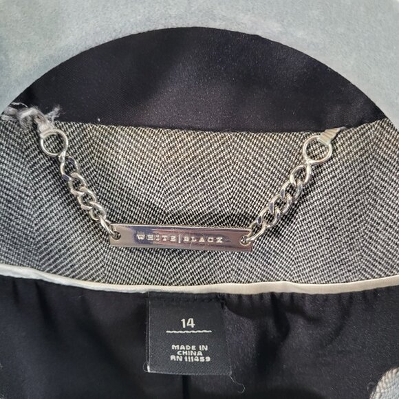 WHBM Grey Herringbone Blazer with Double Button Detail – Size 14 - Picture 9 of 9